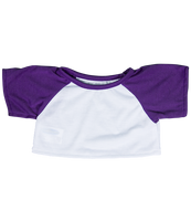 White T Shirt Purple Sleeves 16"