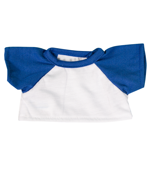 White t shirt with blue sleeves from Teddy Bear Loft