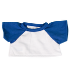 White t shirt with blue sleeves from Teddy Bear Loft